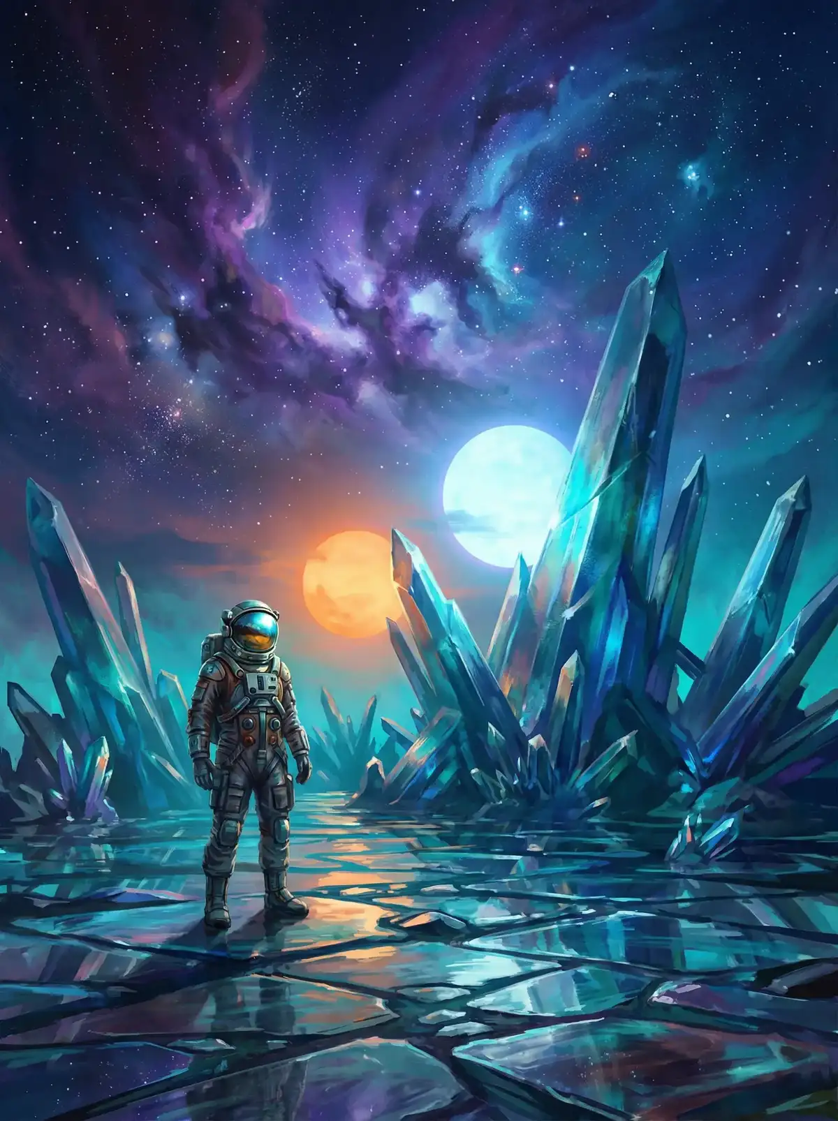 麻豆传媒 - 异星探索者在结晶星球表面行走